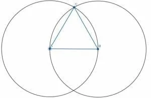 Equilateral triangle ABC for perpendicular bisectors e1