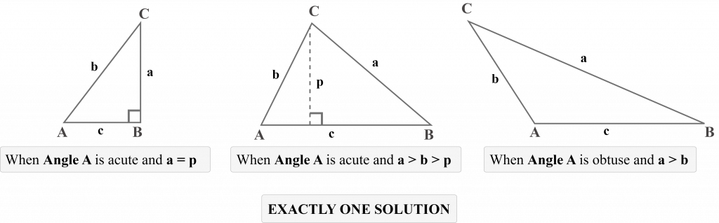 SSA triangle Case 3 Conclusion of ONE triangle exists