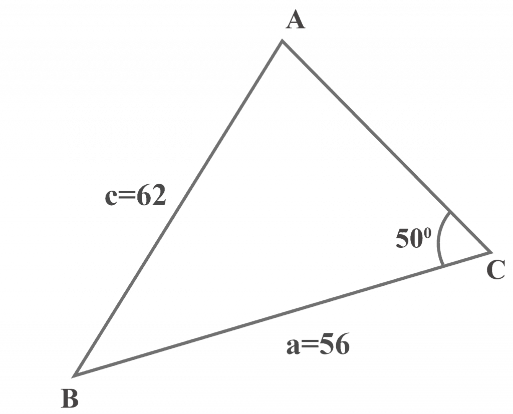 5. In Triangle $ ABC$, $m∠C = 50^{\circ }$ , $a = 56$ Cm And $c = 62 ...