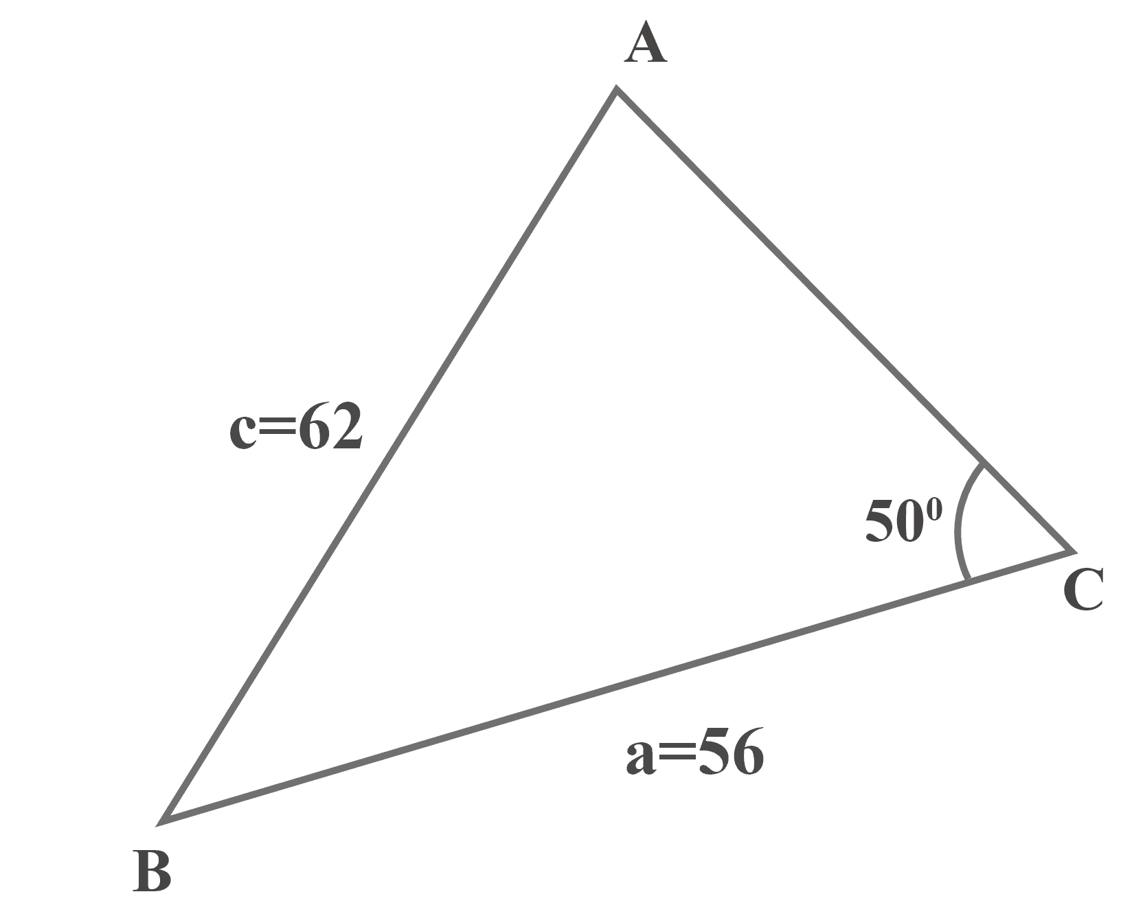 5. In Triangle $ ABC$, $m∠C = 50^{\circ }$ , $a = 56$ Cm And $c = 62 ...